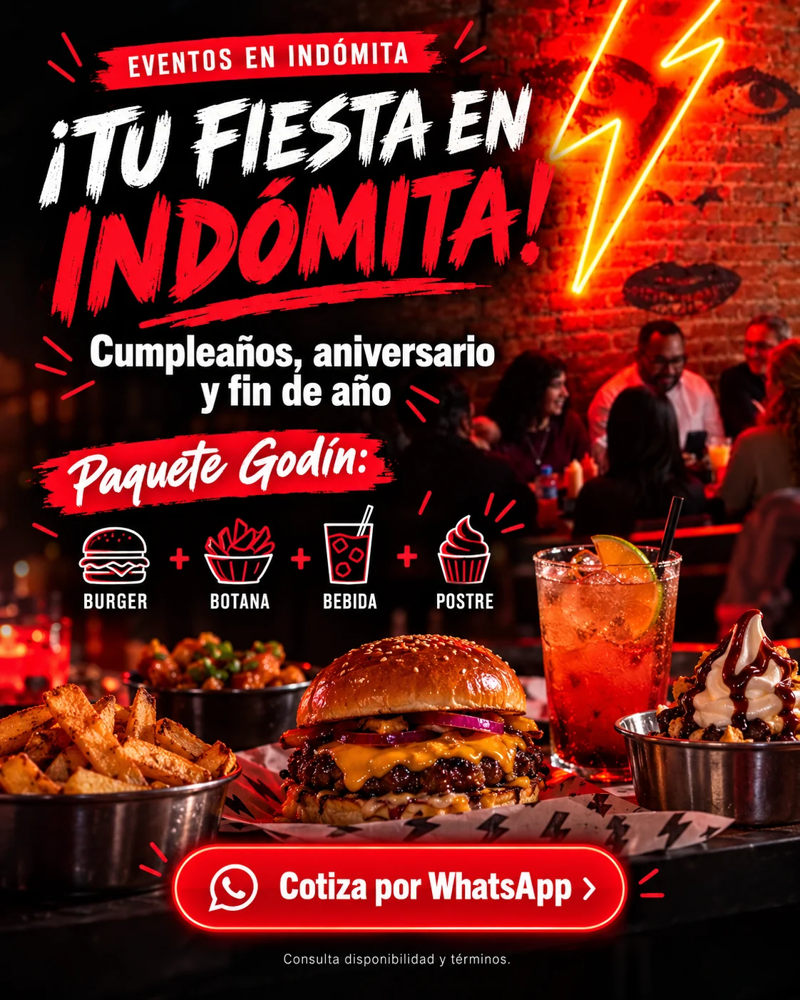 Flyer vertical para tu fiesta en Indómita